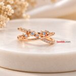 Elegant Rose Gold Crystal Crossover Ring