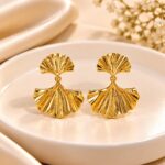 Elegant Gold Double Fan Statement Earrings