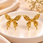 Elegant Golden Butterfly Statement Earrings