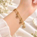 Triple Layer Love Heart Charm Bracelet – Elegant Gold-Tone Bracelet