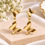Gold-Tone Double Butterfly Drop Earrings – Elegant Butterfly Dangler Earrings