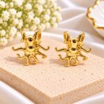 Gold-Tone Octopus Stud Earrings – Unique Sea-Inspired Statement Earrings