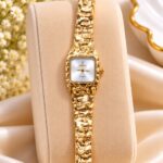 Luxury Gold-Tone AURAI Watch – Elegant Square Dial Women’s Wristwatch