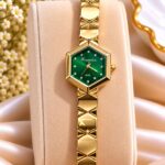 Luxury Green Dial Hexagon Gold Watch
