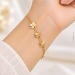 Elegant Gold Flower Double-Layer Bracelet | Korean Style Floral Bracelet