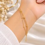Elegant Gold Multi-Layer Beaded Bracelet | Korean Style Anti-Tarnish Bracelet