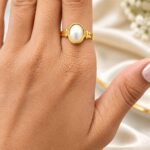 Elegant Pearl Oval Gold-Plated Ring – Korean-Inspired Premium Jewellery