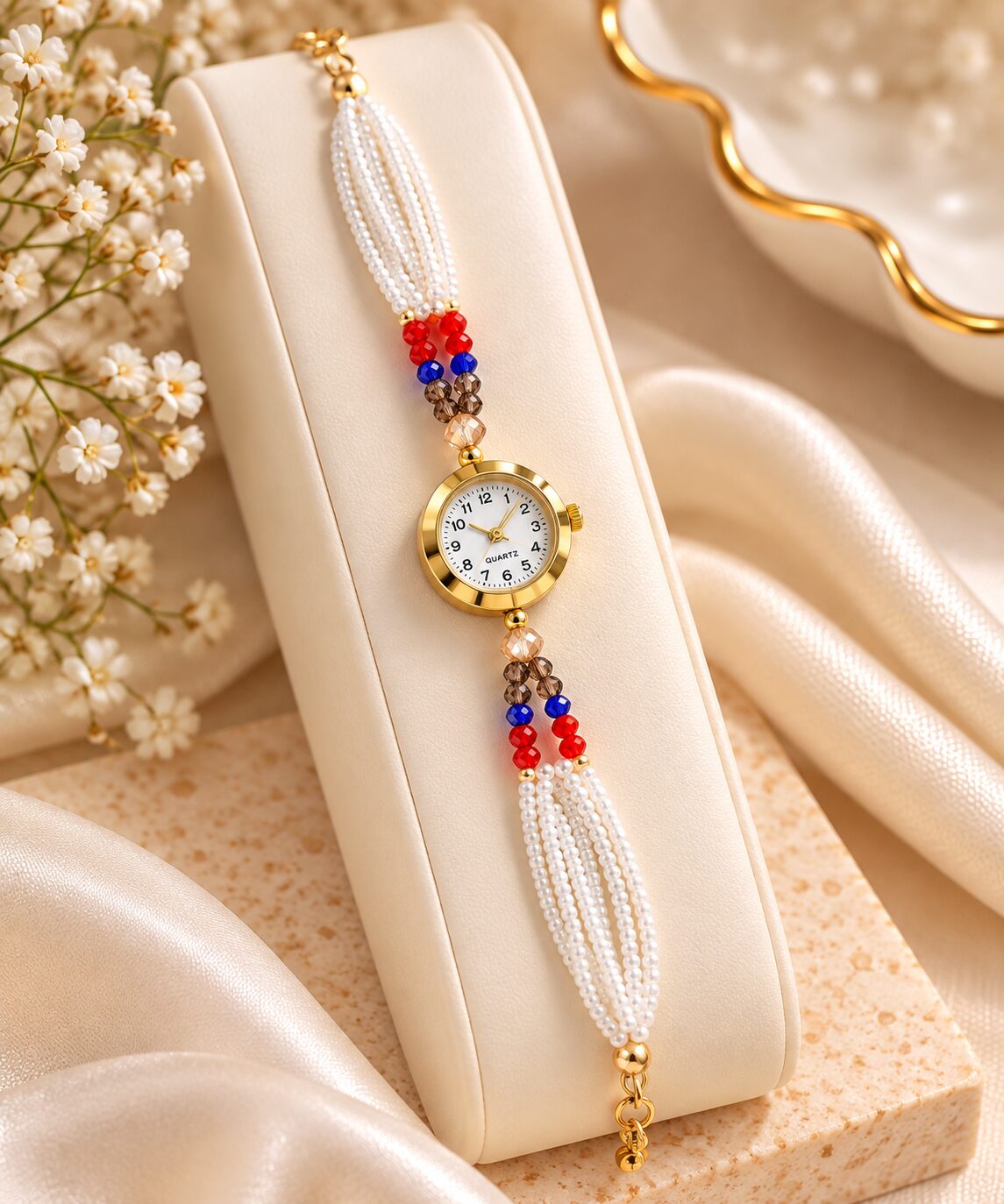 2026/10/1001802354.jpg Elegant Multicolor Beaded Bracelet Watch for Women - Image 1