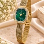 Elegant Gold Mesh Strap Black Dial Bracelet Watch – Stainless Steel