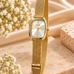 Elegant Gold Mesh Strap White Dial Women’s Watch – KOUSHI