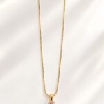 Elegant Pink Heart Pendant Necklace | Dainty Gold Chain