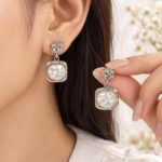 Elegant Pearl Drop Earrings – Korean Designer Style