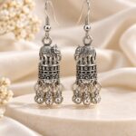 Oxidized Silver Elephant Jhumka Earrings – Traditional Indian Design