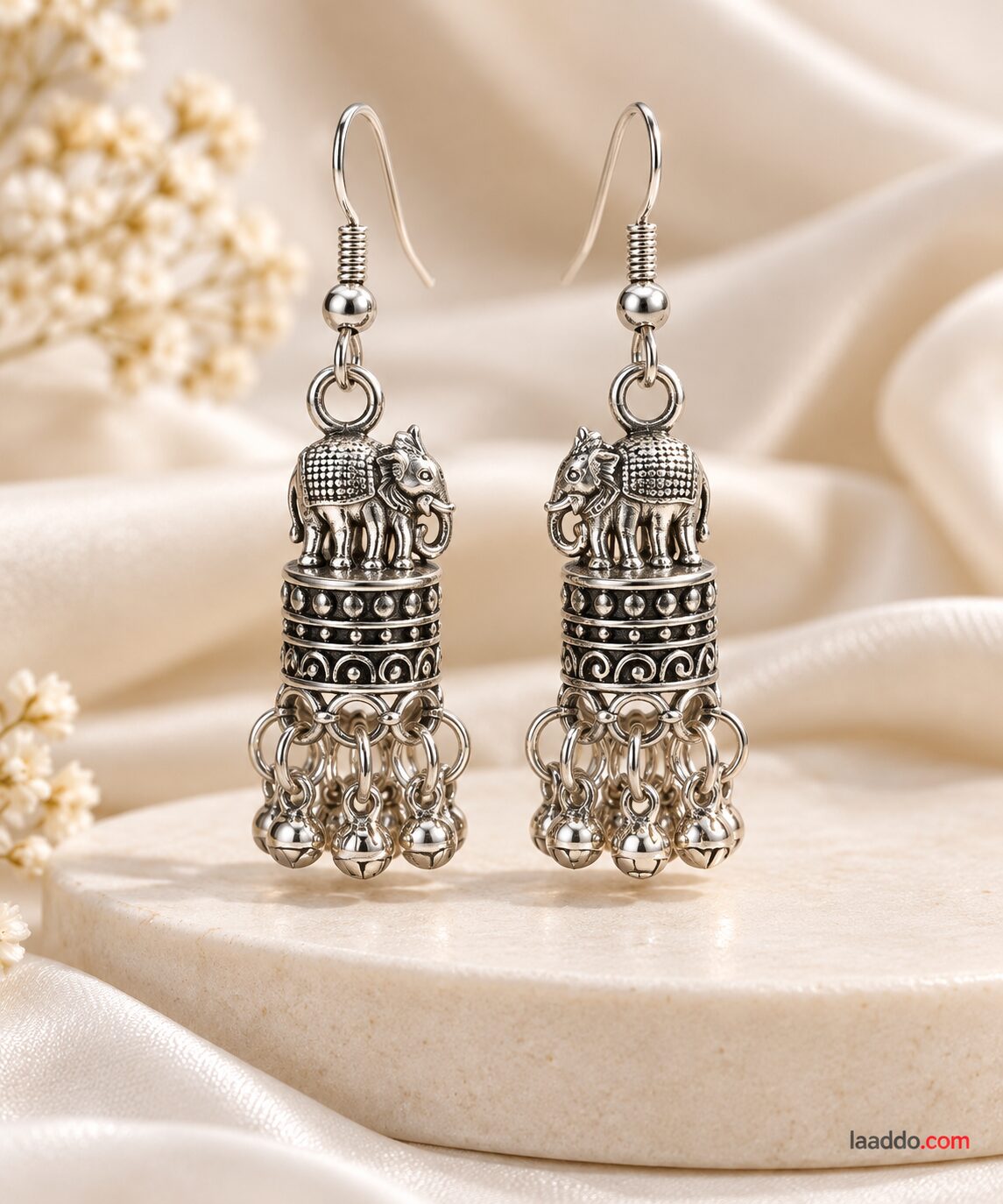 2026/10/1001803825.jpg Oxidized Silver Elephant Jhumka Earrings – Traditional Indian Design - Image 1