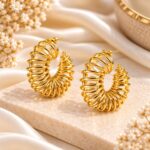 Premium Gold Spiral Hoop Earrings – Statement Korean Design