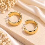 Premium Gold Chunky Hoop Earrings – Minimal Korean Design