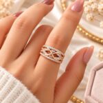 Rose Gold Infinity Criss-Cross Ring for Women – Sparkling Crystal Statement Jewellery