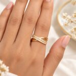 Gold-Plated Triple Layer Crossover CZ Stone Ring for Women | Elegant Fashion Jewellery
