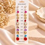 12-Month Birthstone Style Stud Earrings Set for Women | Colourful Gold-Tone Fashion Jewellery Gift Set