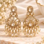 Gold-Plated Crystal Chandelier Earrings for Women | Elegant Champagne Stone Party Wear & Bridal Jewellery