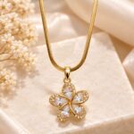 Gold-Plated Five-Petal Crystal Flower Pendant Necklace for Women | LAADDO.com