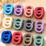 SEO Product Title: Korean Matte Oval Hair Claw Clips – Multicolor Pastel Hair Accessories, Pack of 12