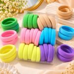 SEO Product Title: Korean Soft Fabric Hair Bands – Multicolor Thick Elastic Hair Ties for Women & Girls, Pack of 12