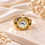 Luxury Gold-Tone Mini Watch Ring | Korean Style Fashion Finger Watch