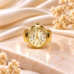 Luxury Gold-Tone Round Dial Ring Watch | Elegant Korean Style Fashion Watch