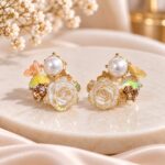 Pearl Rose Floral Multicolor Fashion Earrings