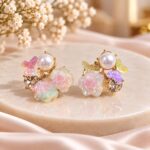 Pastel Pearl Rose Butterfly Floral Earrings