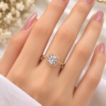 Elegant Hexagon Halo Solitaire Ring – Premium Korean Style