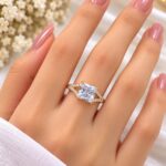 Elegant Princess-Cut Solitaire Ring – Gold Finish Korean Style