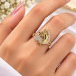 Elegant Peacock Ring with Crystal Detailing – Gold Finish Korean Style