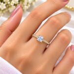 Elegant Princess-Cut Solitaire Ring – Gold Finish with Crystal Band