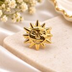 Elegant Sun Face Ring – Gold Finish Statement Jewelry