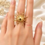 Golden Sunburst Statement Ring – Elegant Designer Jewellery