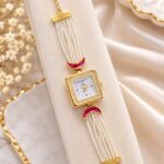 Crescent Moon & Pearl Gold Ring – Elegant Designer Jewellery