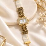 Elegant Gold Goddess Pearl Bracelet Watch for Women