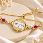 Elegant Ruby Stone Chain Bracelet Watch for Women