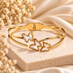 Elegant Gold-Tone Butterfly Bangle – Korean Designer Anti-Tarnish Bracelet