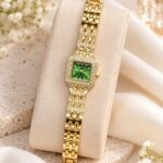 Luxury Green Dial Gold-Tone Crystal Ladies Watch