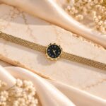 Elegant Gold Mesh Strap Roman Dial Women’s Watch | Premium Luxury Bracelet