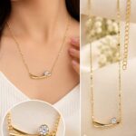 Korean Minimalist Crystal Bar Necklace | Stainless Steel Anti-Tarnish Necklace