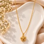 Gold Floral Pendant Necklace | Korean Style Anti-Tarnish Stainless Steel Jewellery