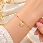 Gold Heart Charm Bracelet with CZ Star | Elegant Women’s Fashion Bracelet