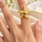 Gold Starfish Statement Ring – Premium Korean Style Fashion Ring