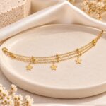 Elegant Gold-Tone Triple Layer Star Charm Bracelet | Stainless Steel