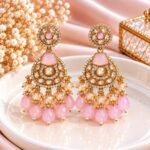 Elegant Pink Stone Designer Chandelier Earrings