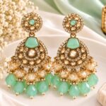 Mint Green Crystal Designer Jhumka Earrings